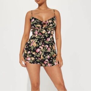 Fashion Nova Black and Pink Spaghetti Strap Jumpsuit